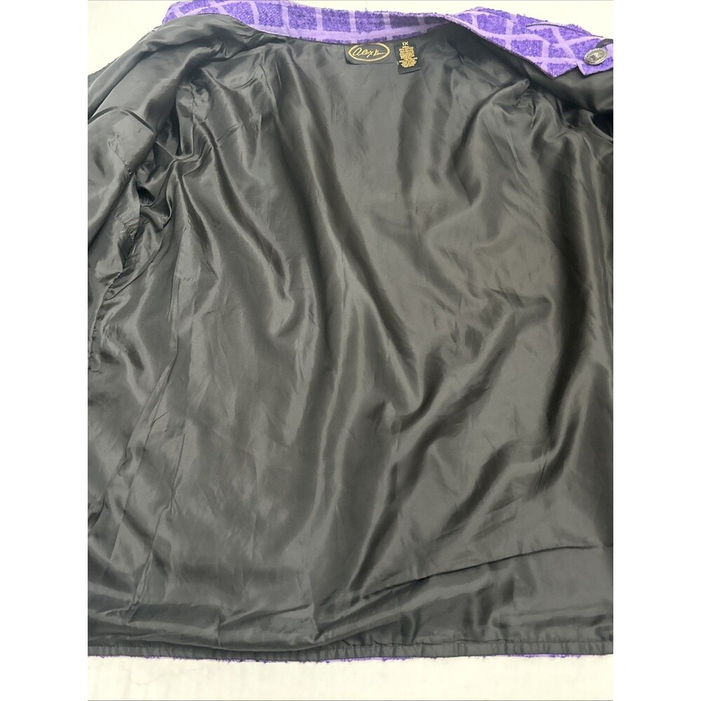 Vintage Alex Kim Women’s purple Button  Jacket, Beaded Embroidered Flowers Sz 1X - Picture 15 of 16